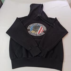 US Coast Guard Rescue Men's Black Cotton Blend Hoodie Pullover Sweatshirt Size M